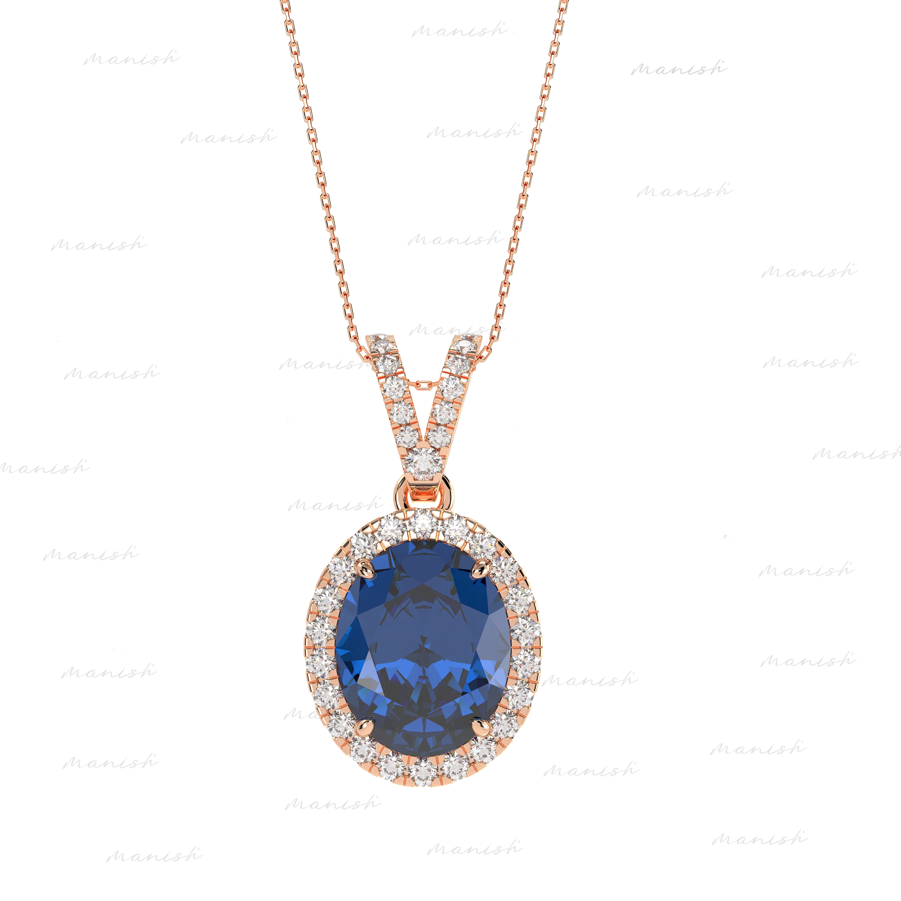 Diamond and Blue Sapphire Pendant